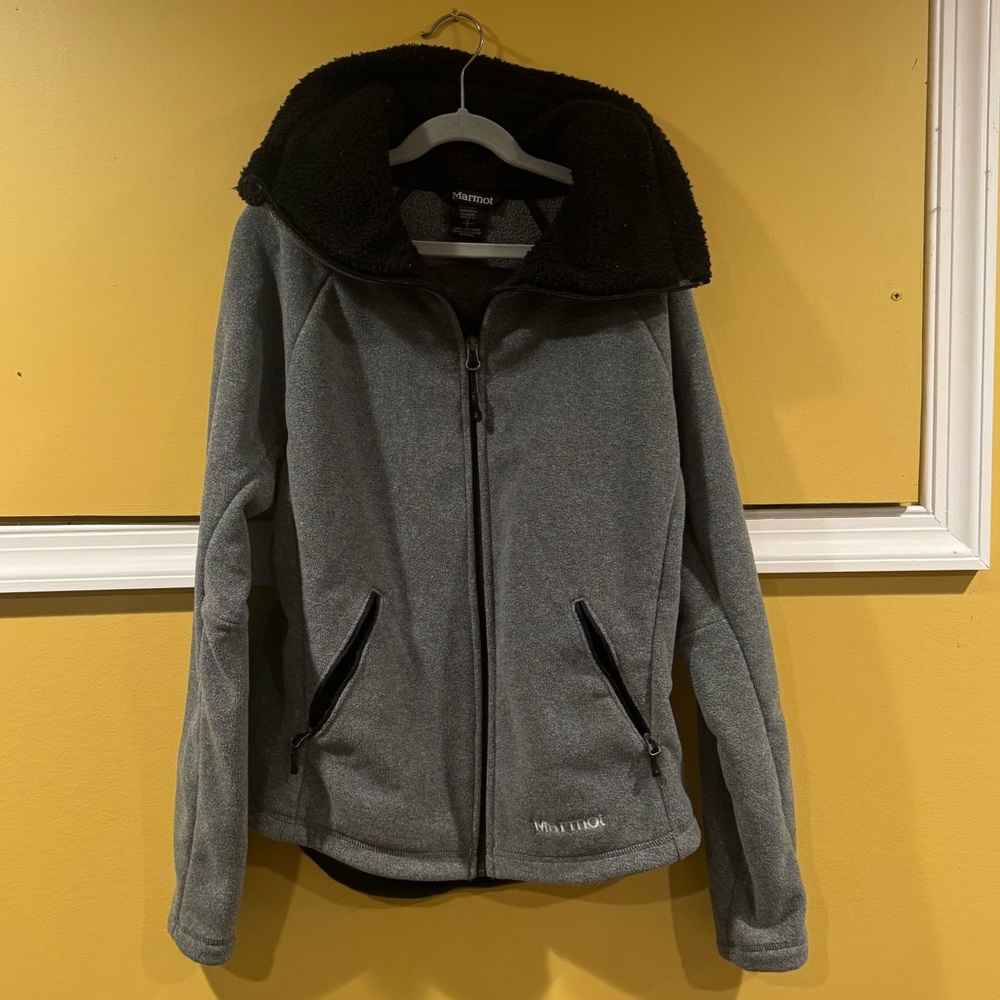 Marmot fleece lined jacket grey black S zip up